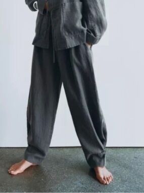 NWT Zara Collection Linen Pleated Pants XS